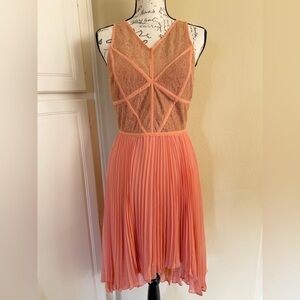 NWT BCBG Lilly Blush Lace Pleated Dress, Size 6